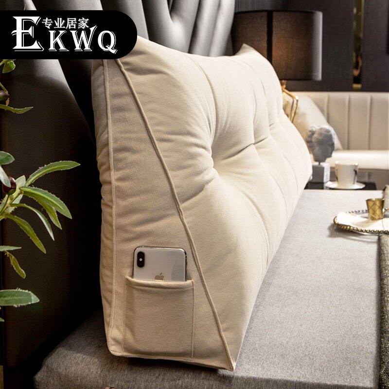 EKWQ pillow bedside large backrest double Nordic bedroom triangle big pillow waist pillow tatami backrest detachable