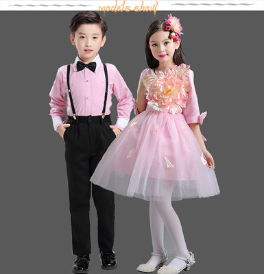 Children's choir costume boys and girls baby bag pants princess skirt recitation dress primary and secondary school students dance performance costume long sleeves