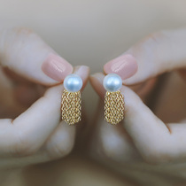 s925 silver pin tassel pearl earrings 2020 New Tide temperament simple retro French advanced feel earrings female