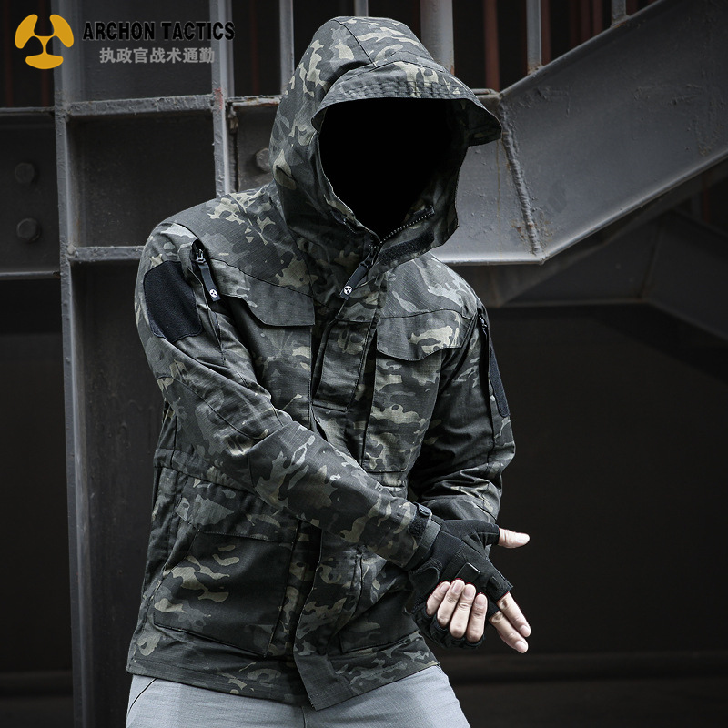 Archon M65 windbreaker men's spring and Autumn multi-functional outdoor waterproof tactical jacket in long military camouflage stormtrooper