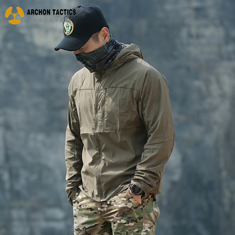 Archon summer fishing sunscreen men ice silk sunscreen jacket ultra thin breathable windbreaker outdoor thin skin jacket