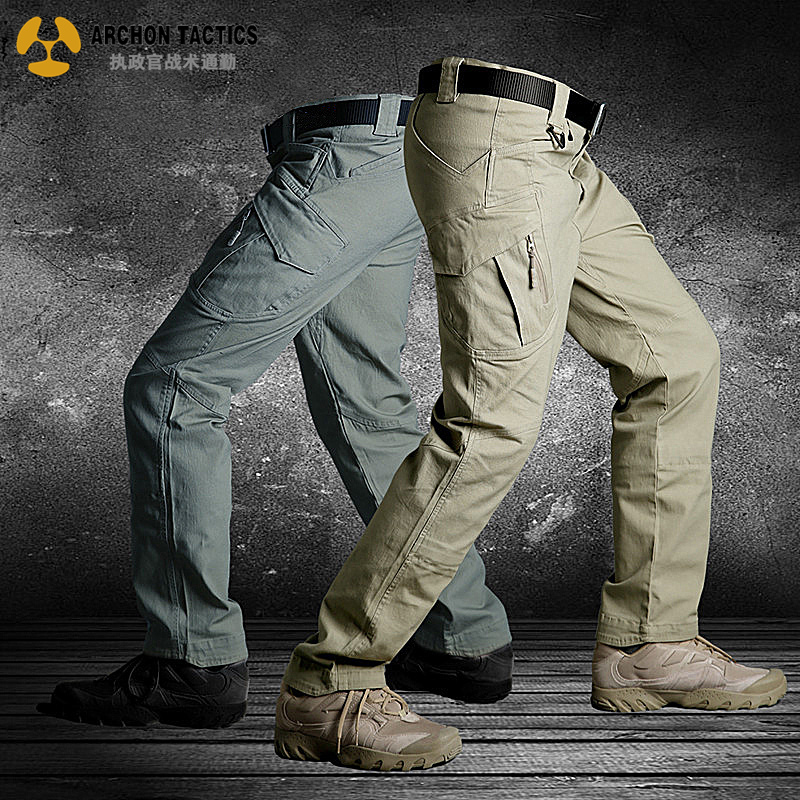 Spring and summer Archon IX9 tactical trousers men's elastic 7 multi-pocket army fan pants outdoor overalls straight training pants