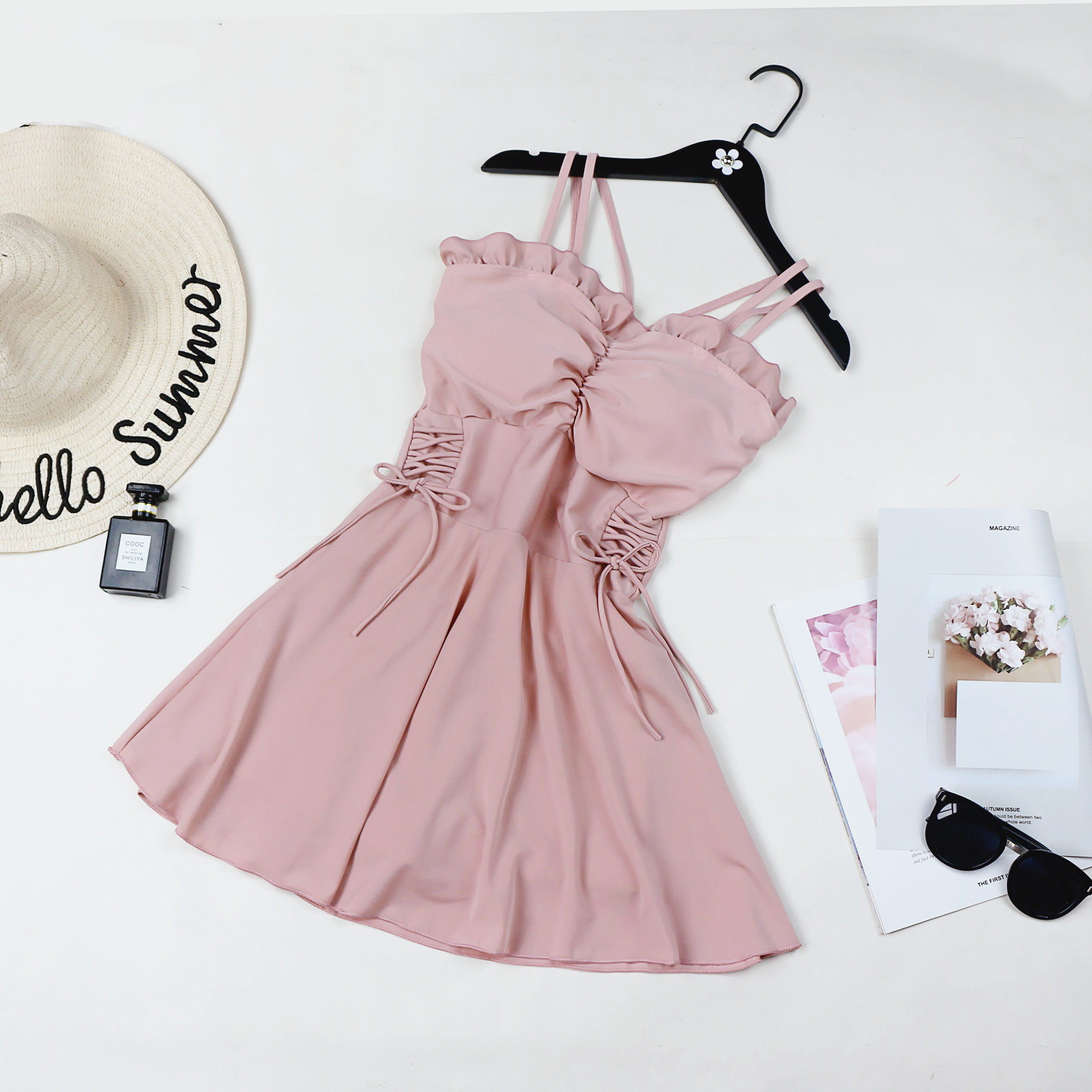 Even Body Swimsuit Woman Fairy Fan Chater Belly Hot Spring Sexy Swimsuit 2021 new small breasts to woo conservative