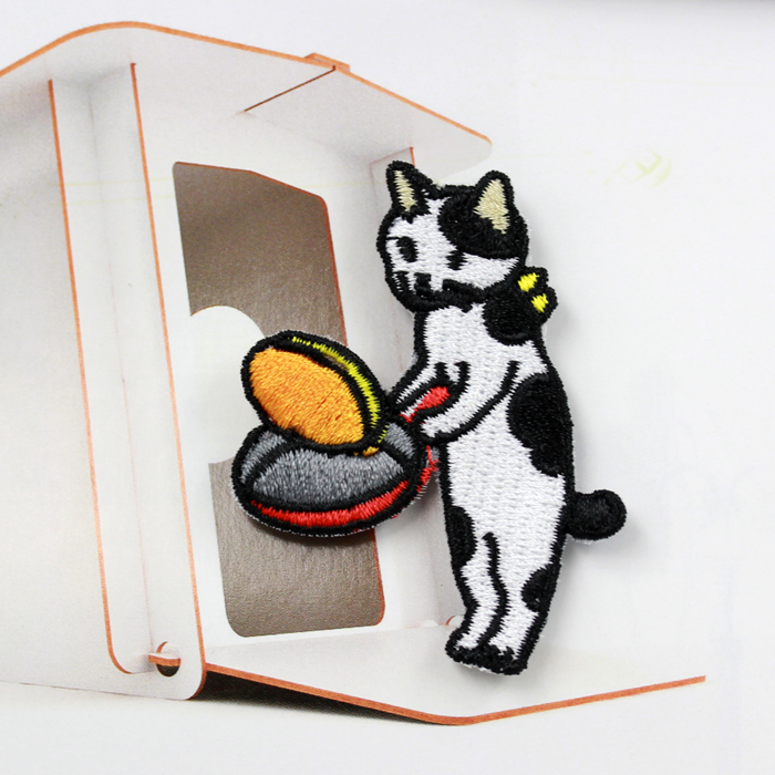 Japanese import machine Full embroidered super cute made for breakfast with small kitty cloth stickup personality clothing decorative sticker