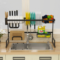 Stainless steel black kitchen rack sink sink pool bowl rack drain pan rack dish rack bowl chopsticks kitchen utensils storage rack