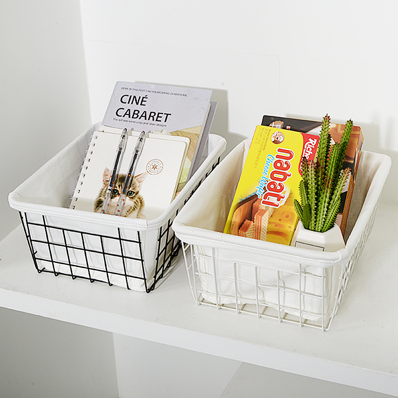 ins iron art cosmetic containing basket face mask snacks storage box desktop Hostel God Instrumental Containing Basket basket