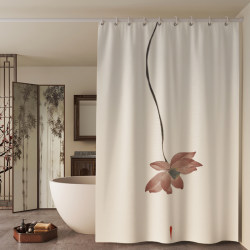 New Chinese Style Bathroom Shower Curtain Bathroom Dry Wet Separation Shower Area Hanging Curtain Punch-Free Waterproof Mildew-Proof Partition Door Curtain