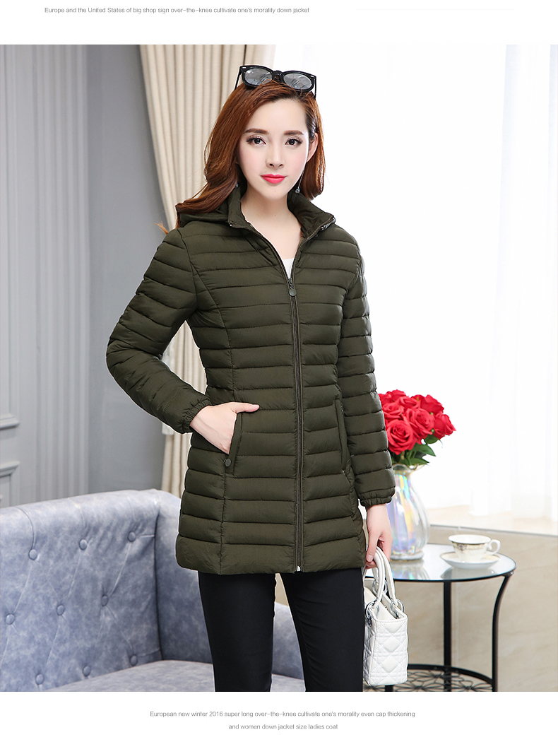 Áo chống mưa phiên bản Hàn Quốc của phụ nữ có đệm mỏng, áo khoác cotton dài cho nữ áo đầm đẹp tuổi 40