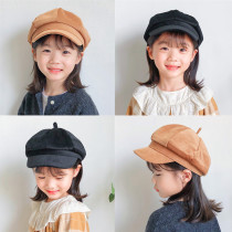 Korean childrens hat girl beret boy warm octagonal newspaper hat autumn and winter fashion Childrens painter hat tide