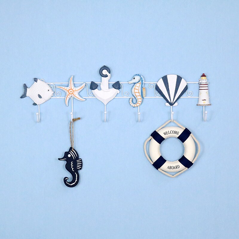 Mediterranean decoration hook wall hanging coat rack Creative clothing store entrance door wall decoration Wall key hook