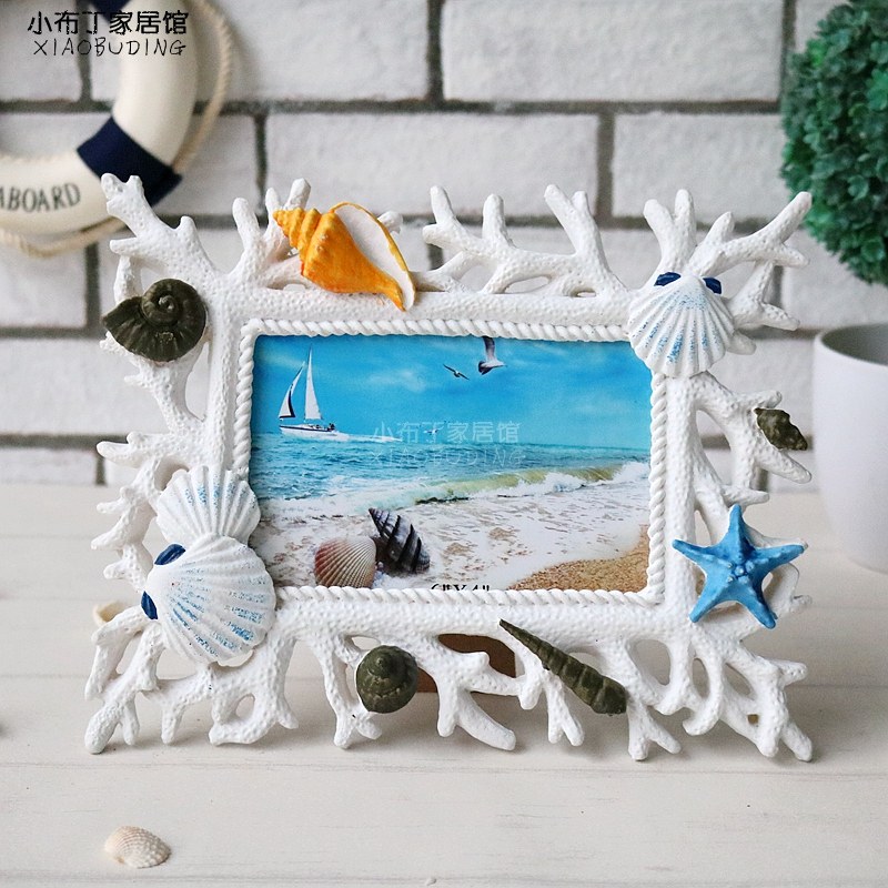 Mediterranean style resin made old photo frame desktop decoration decoration 6 inch coral ocean decoration table