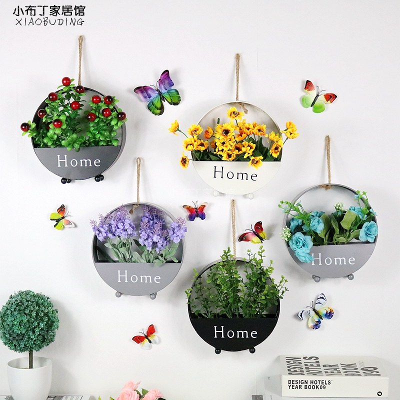 ins Nordic style creative wall wall-mounted potted pot room wall decoration pendant iron art hanging basket flower pots