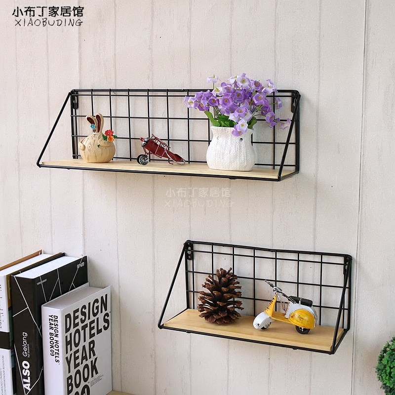 In mesh simple dormitory placed on frame wooden partition wall collection storage frame creative wall hanging decorative artifact