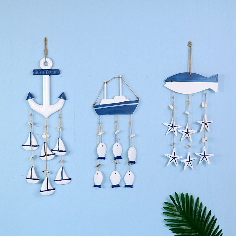 Mediterranean Marine Themed Fish String Iron Anchor Pendant Nursery Hanging accessories Hanging Decoration Hallway Decoration Hanging Living-room Wall Decoration