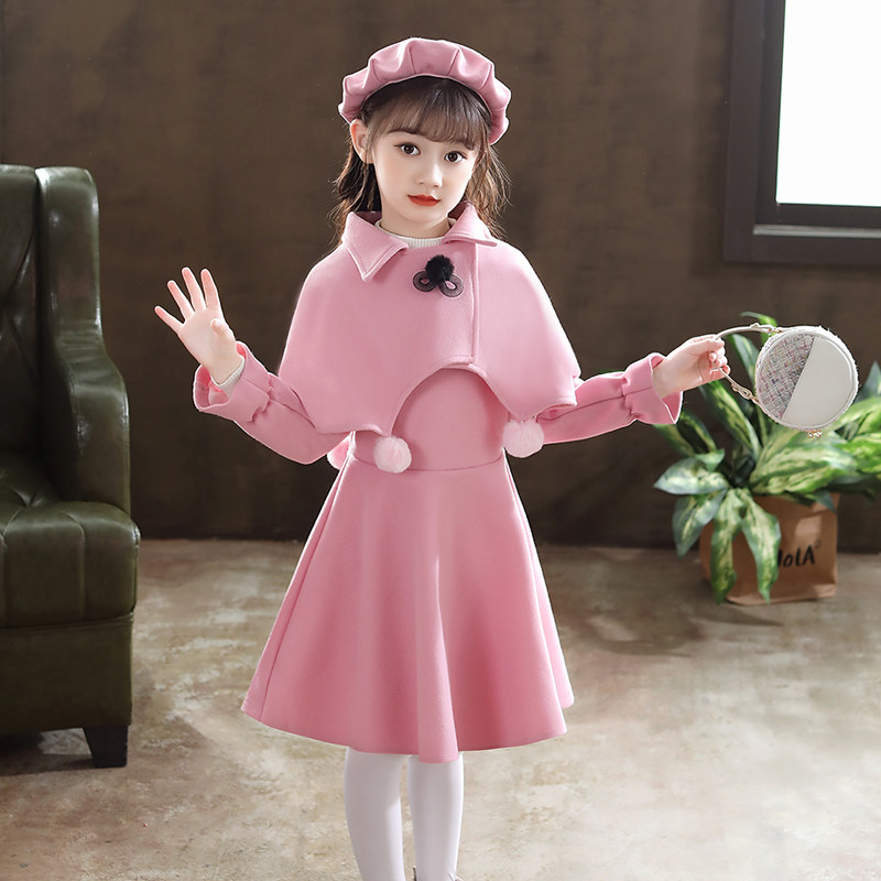 Girl Foreign Dress Spring Autumn 2022 New Children's Children Dress Long Sleeves Princess Skirt Foreign Pie Spring Girl Suit Skirt