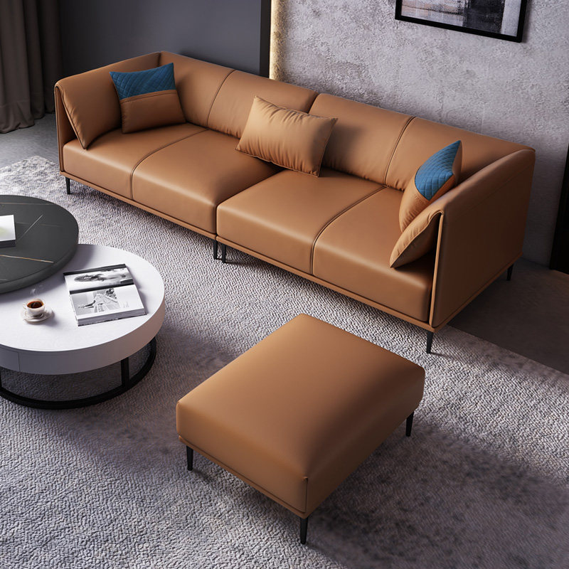 Leather Art Sofa Living Room Trio Small Family Modern Minima 2020 New Nordic Light Lavish Style Sofa Combo