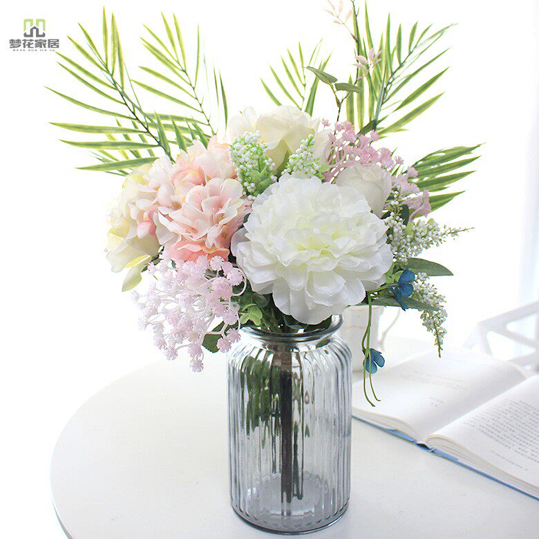 Small Qing New Silk Flowers Fake Flowers Potted Drawing Living Room Rose Bouquet Adornment Pendulum with Dining Table Floral Furnishing