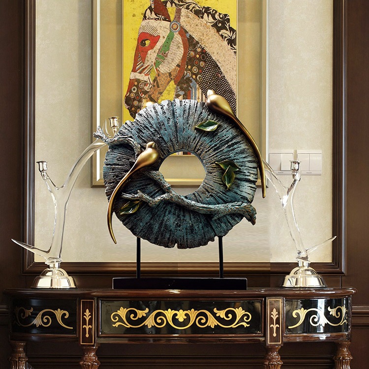 Xuan Guan Indoor Sample Room TV Cabinet Artwork Swing Piece New Chinese Small Bird Screen Swing Piece Decorated Room Living Room