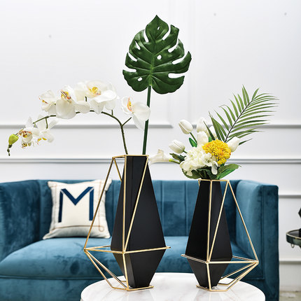 Light Lavish Rear Modern Geometric Metal Vase Pendulum minimalist corner Several table Living room TV cabinet Desktop Decorative Flower Arrangement