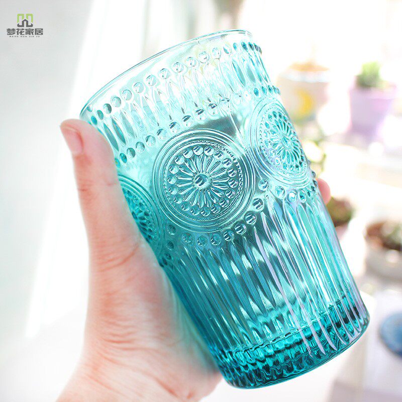 Retro relief to sunflower cup home decoration for household teacup fruit juice cup brush cup mouth wash cup