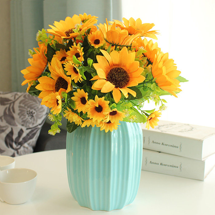 Decorative flower vase ceramic modern minimalist flower art model house store countertop fake flower flower arrangement flower sunflower