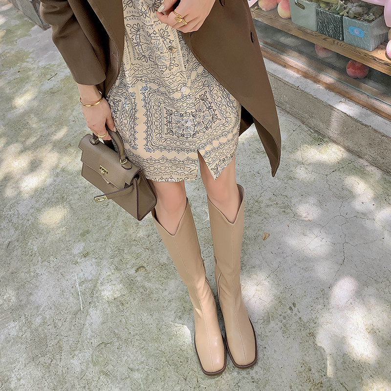 High boots small slim western boots small boots v boots female spring autumn single 2021 new knights boots