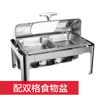 Full clamshell perspective rectangular single and double plate buffet furnace Hotel stainless steel electric heating Buffy furnace Alcohol soup furnace