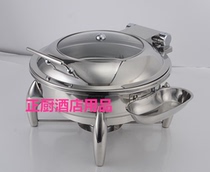 Round stainless steel buffet stove with frame Round breakfast stove Electric heating hotel high-grade hydraulic self-service Buff furnace
