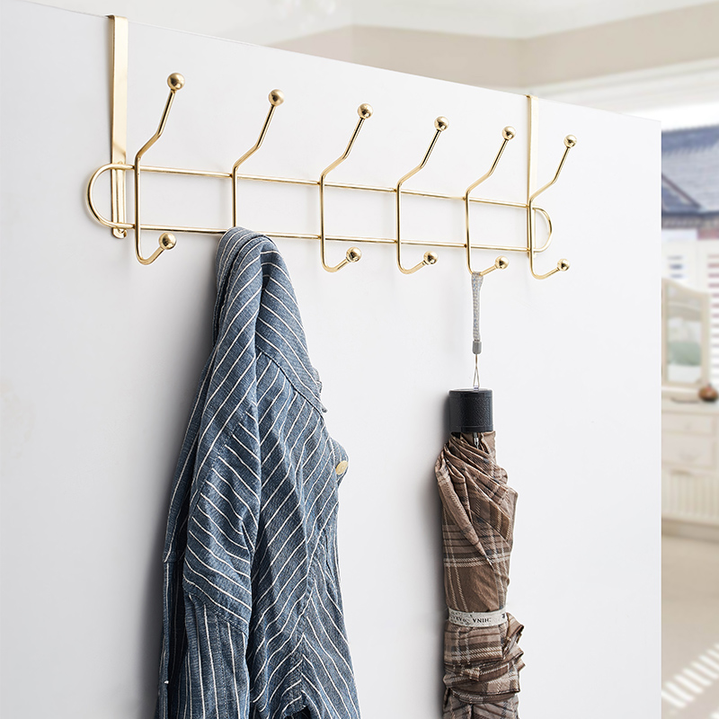 Nordic Ins Wall Adorned Bedroom Door Free of perforated hooks Wall decorated row of strips gold hanging hanger shelves Wall hanging