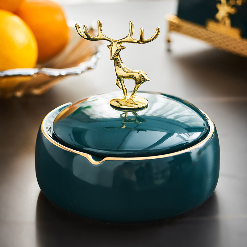 modern light luxury simple with lid anti-fly ash ceramic ashtray european style home living room creative personality trendy