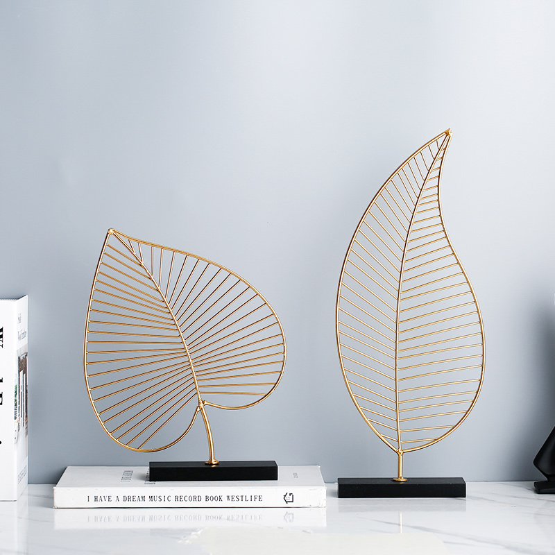 Modern minimalist creative metal leaf wrought iron home soft decoration three-dimensional desktop decoration living room hotel decoration - Taobao