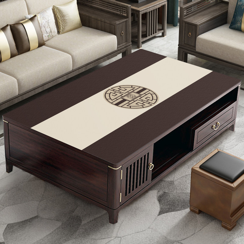 New Chinese style tasteless tablecloth waterproof anti-scalding disposable Chinese style dining table mat rectangular solid wood coffee table table mat tablecloth