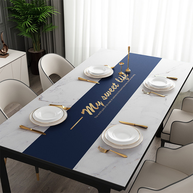 Light luxury leather tablemat High - end modern light luxury waterproof oil and anti - stamping tablecloth PVC household tea mat