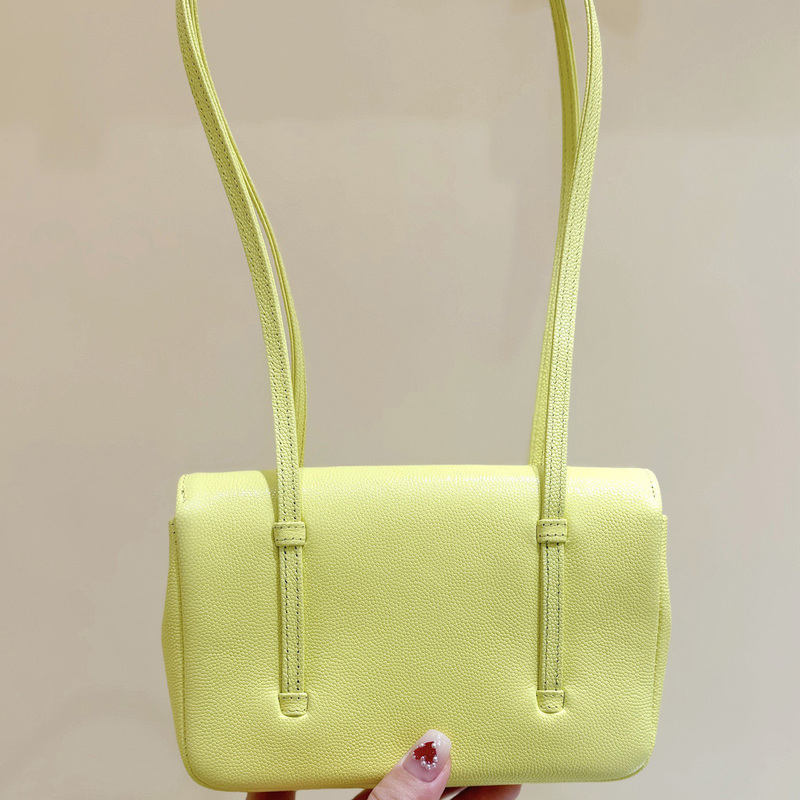26P New Style Cowhide Flap Bag with Long Handle, Single Shoulder Flap Bag, Jennie's Same Style Preppy Coco Underarm Bag