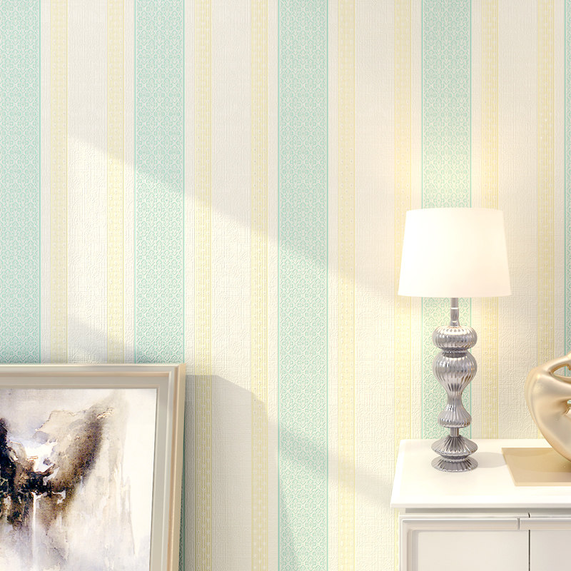 Modern simple vertical striped nonwoven wallpaper Guest restaurant