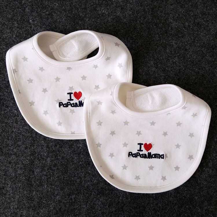I love mom and Dad series newborn bibs absorbent cotton saliva towel foreign trade men and women baby waterproof bibs
