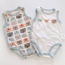 Newborn bag fart clothing Summer thin sleeveless triangle coat Newborn baby full moon baby jumpsuit