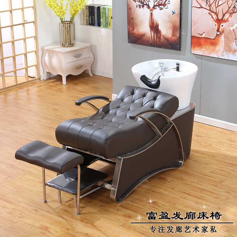 Head washing bed Richie Shop Private room Private room Red Beauty hair Shop Wash Head Bed Deep Ceramic Basin Half Lying Flush Water Bed Day Style Hair Salon