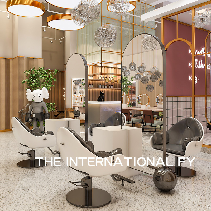 Douyin net red new net red hair salon special hairdressing mirror table single-sided double-sided hairdressing shop stainless steel floor mirror