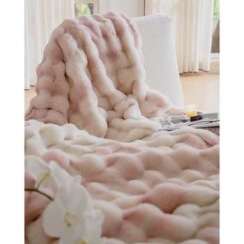 Winter thickened rabbit plush blanket casual cover blanket light luxury high-end sofa blanket office nap quilt blanket