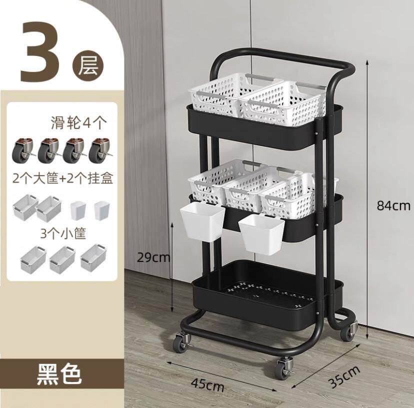 北欧可移动小推车厨房置物架宿舍书架落地多层卧室学生零食收纳架详情21