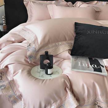 200 light luxury double strand horse cotton four-piece set 100 cotton sheets and quilt covers hotel naked bedding
