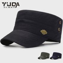Manufacturers new small iron standard flat top hat Yuda spring outdoor travel hat for men cotton shield hat