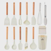 New style wooden handle silicone kitchen utensils 13-piece set for household cooking shovel soup spoon kitchen utensils household silicone kitchen utensils set
