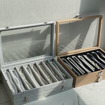 Pearl necklace storage box with lid glass dust-proof long bracelet bead jewelry thick necklace jewelry box look at the pallet