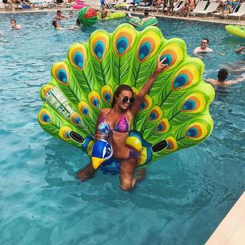 Intex57250 super large row of mounts floating peacock surfboard inflatable lounge chair water play swimming supplies