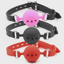 Oral ball fun gag with holes soft rubber ball gag large medium and small size full silicone gag high-end fun gag for export
