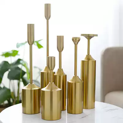 Nordic Golden light luxury ins candlestick model room dining table decoration candlestick decoration Photo photography props
