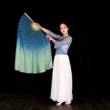 Настоящий вентилятор Silk Dance Dancing Fan Зеленый и зеленый двойной сдвоенный сдвоенный сдвоенный сдвоенный двухпонентный двухсторонний двухсторонний двухсторонний с двумя двумя двумя двумя двумя двумя двумя двумя двумя двумя двудиамированными плюс классическая танцор Янко исполнила вентилятор Silk