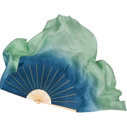 Настоящий вентилятор Silk Dance Dancing Fan Зеленый и зеленый двойной сдвоенный сдвоенный сдвоенный сдвоенный двухпонентный двухсторонний двухсторонний двухсторонний с двумя двумя двумя двумя двумя двумя двумя двумя двумя двумя двудиамированными плюс классическая танцор Янко исполнила вентилятор Silk